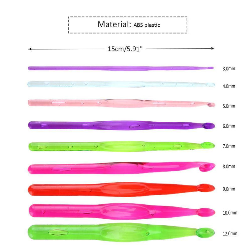 9pcs/Set Plastic Crochet Hooks Sewing Needles Craft Yarn Knit Weave Tools