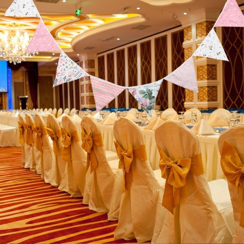 12 Flags 3.2m Cotton Fabric Banners Pennant Bunting Triangular Flags Party