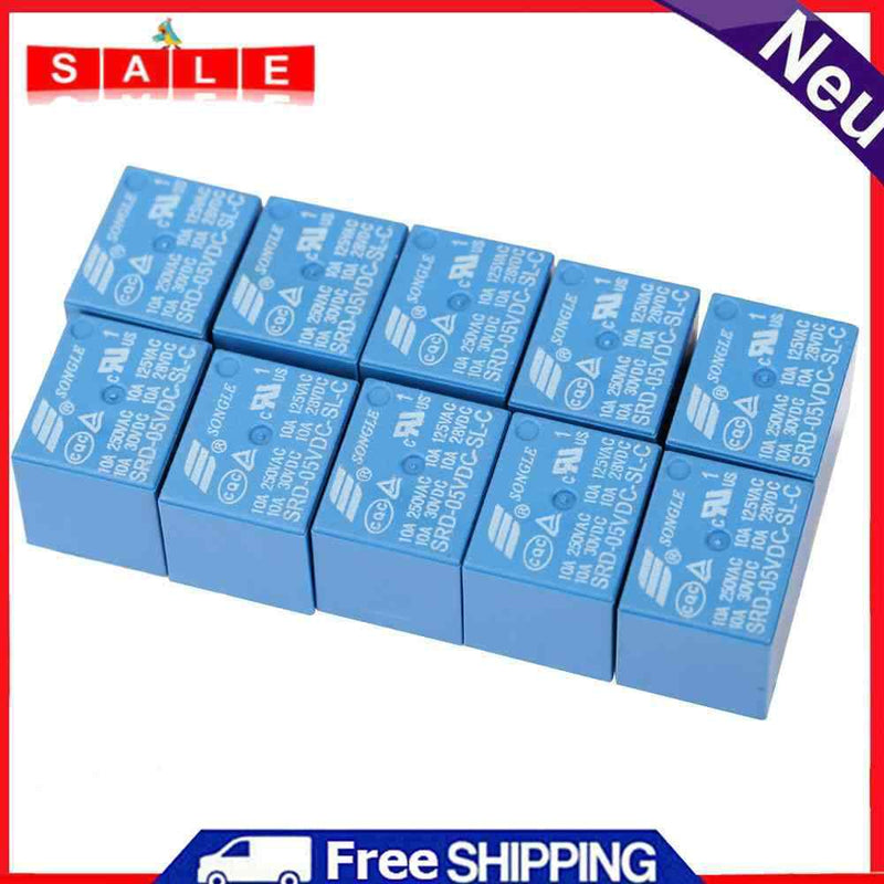 10Pcs T73-5V SRD-5VDC-SL-C 5-Pin 250V AC 28V DC Power Relay