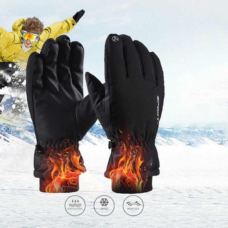 Windproof Ski Gloves Waterproof Anti-Skid Motorcycle Cycling Gloves (Black)