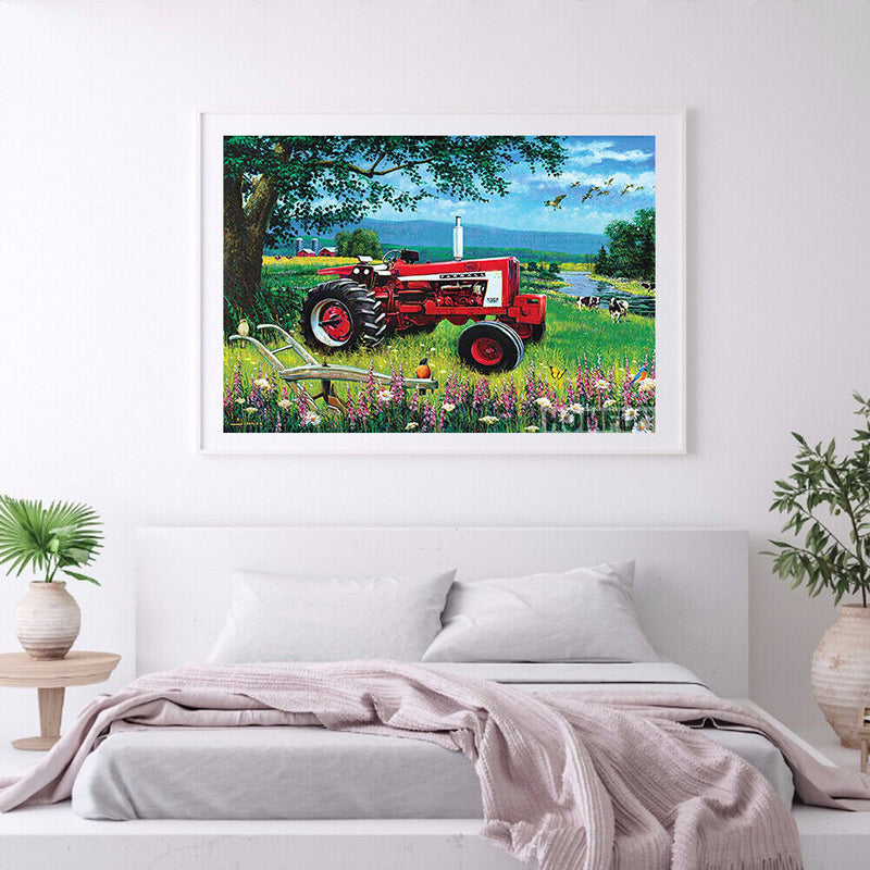 5D DIY Diamond Painting Field Car Full Round Home Decor Rhinestone Wall Drawing