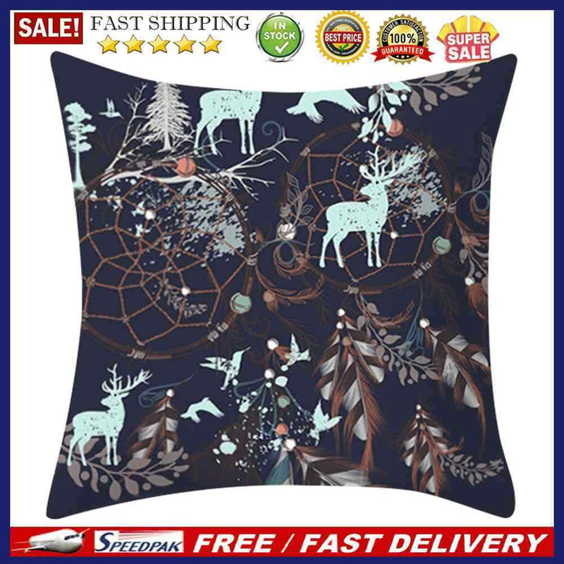 Cleanable Christmas Elk Printed Pillowcase Anti-Fade Car Seat Sofa Bedding