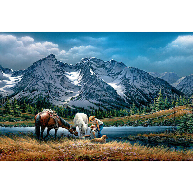Couple Riding Horse Oil Paint By Numbers Kit Frameless Drawing Picture Decor