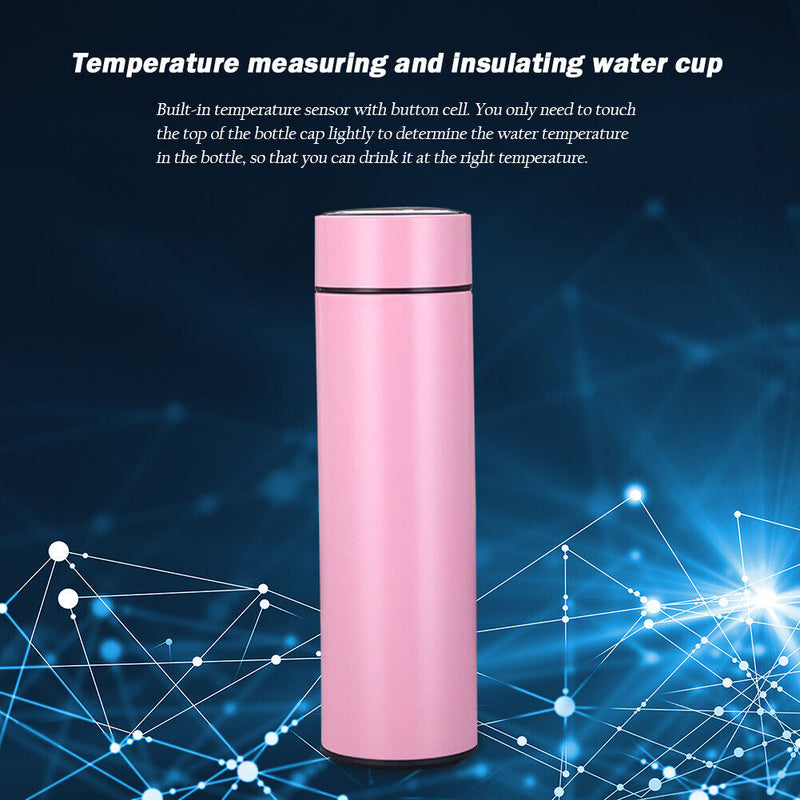 500ml Double-Layer Intelligent Temperature Insulation Water Bottle (Pink) Newly