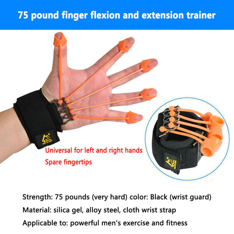 Finger Flexion Extension Training Device Strength Trainer (Black 75 Pound) Newly