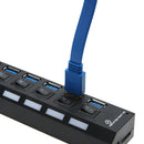 7 PORT USB 3.0 HUB 5 Gbps With Power On/Off Switch Adapter Cable For PC