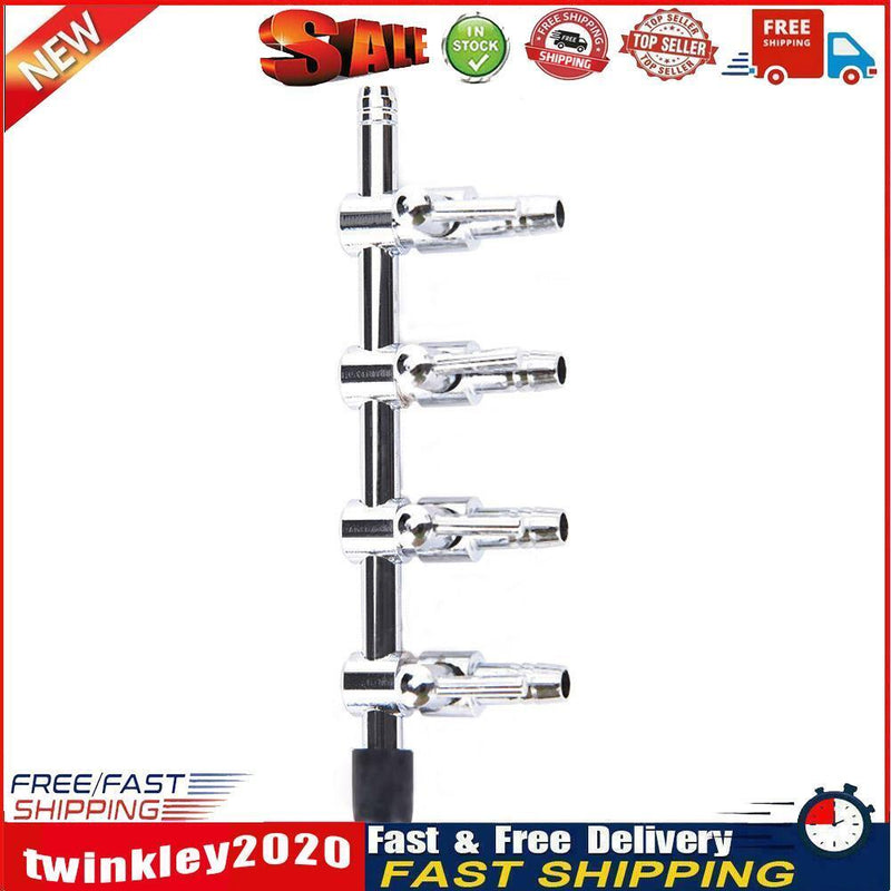 Air Flow Line Stainless Steel Control Valve Aquarium Pump Splitter(4-way) Newly