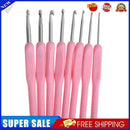 8 sizes Soft Plastic Handle Home Aluminum Crochet Knit Hook Needle  Pink