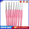 8 sizes Soft Plastic Handle Home Aluminum Crochet Knit Hook Needle  Pink