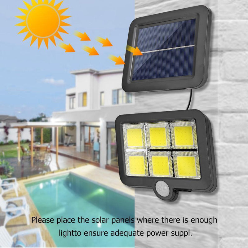 2pcs COB 120LED Solar Motion Sensor Wall Light Outdoor Waterproof Yard Lamp