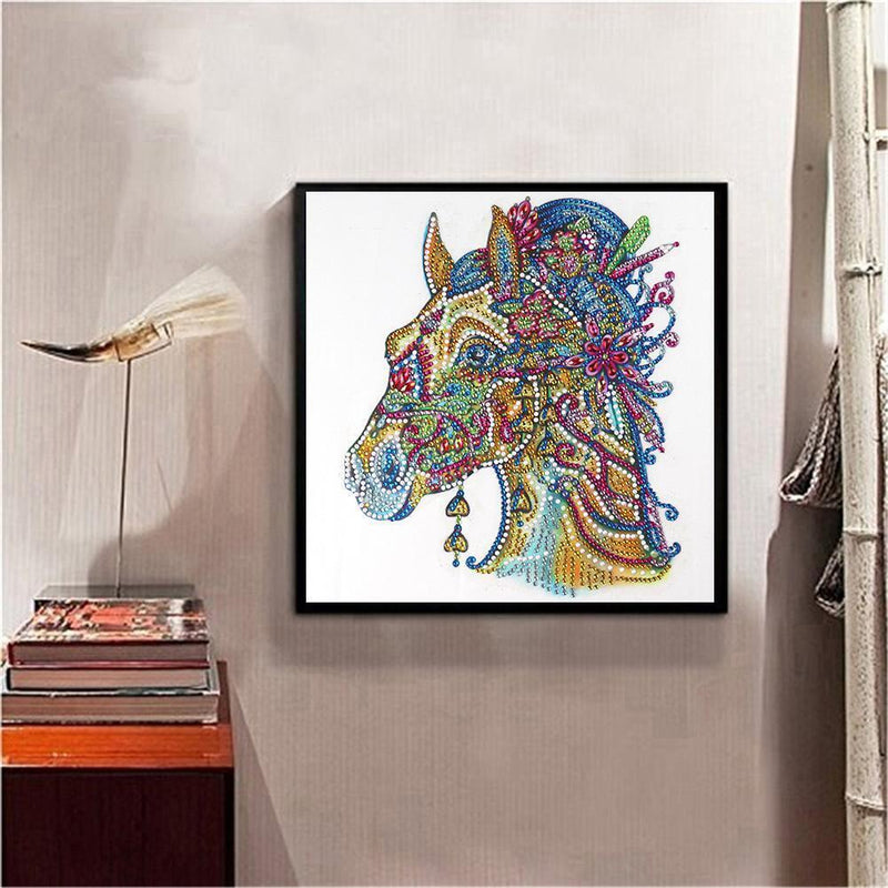 5D DIY Special Shaped Diamond Painting Horse Cross Stitch Kit Home Bedroom Decor