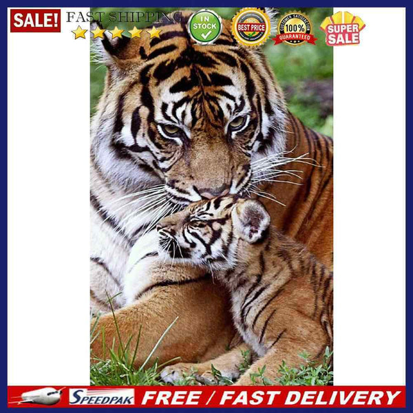 5D DIY Diamond Painting Tiger Mom and Son Full Round Drawing Home Decoration