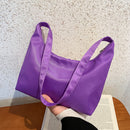 Women Solid Color Messenger Bag Lady Nylon Zipper Crossbody Bag (Purple)