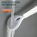 Silicone Toilet Brush - Punch-Free Wall Hanging Tool & Soft Head (White) Newly