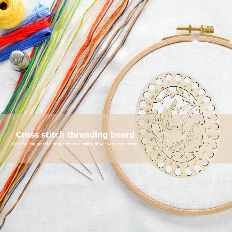 Embroidery Wire Organizer Wood Bird Cross Stitch Thread Storage Finishing Tools