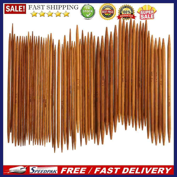 55Pcs 11sizes 5'' 13cm Double Pointed Carbonized Bamboo Knitting Needles