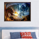 5D DIY Full Drill Square Diamond Painting 2 Dragons Duel Cross Stitch Kit Newly