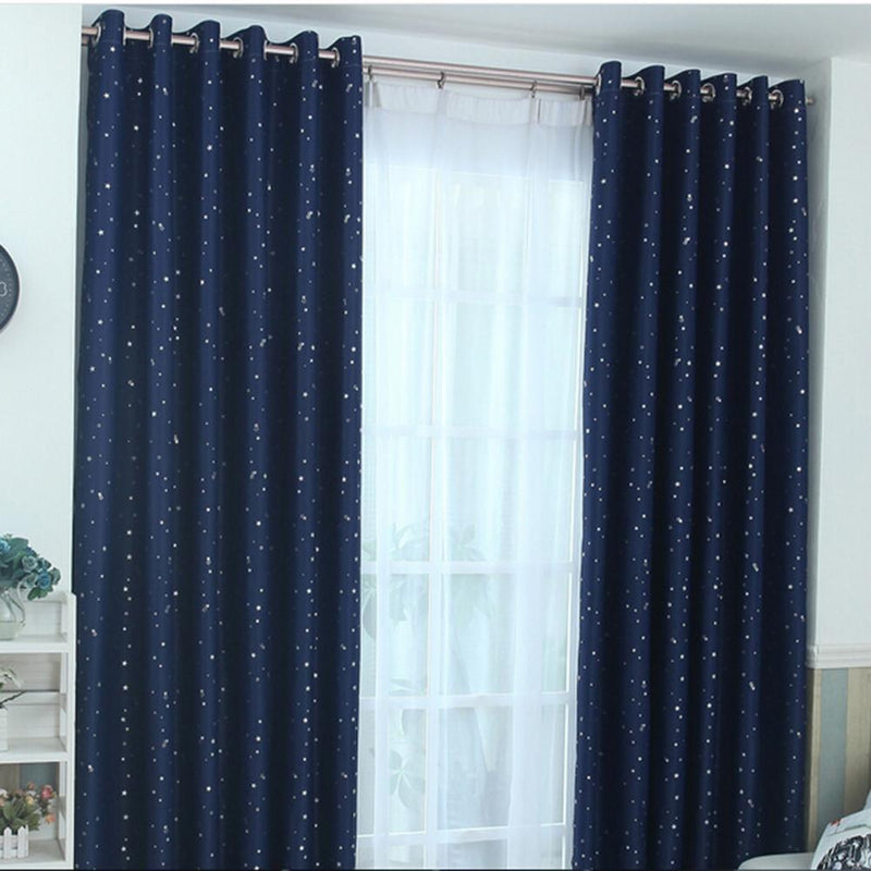 Star Pattern Window Shading Curtain Blackout Bedroom Balcony Home Purdah(D)