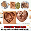 Heart Cookie Cutter Molds Wooden Gingerbread Cookie Mold Shortbread Mold Carved