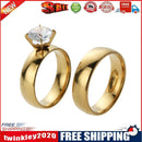 1 Pair Fashion Stainless Steel Rhinestone Lovers Couple Rings (Size 7)