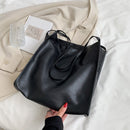 Fashion Women PU Solid Color Shoulder Shopping Bag Large Capacity Tote Handbags