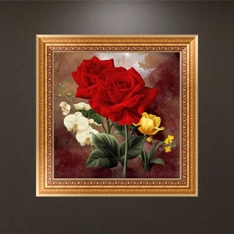 DIY 5D Diamond Embroidery Red Rose Flower Painting Cross Stitch Wall Decor Newly