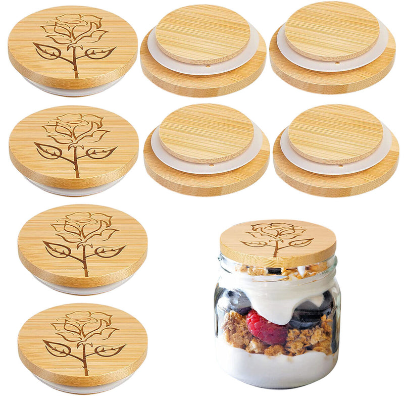 Bamboo Mason Jar Lids Reusable for Regular Mouth 68MM Tops Set 8 Packs