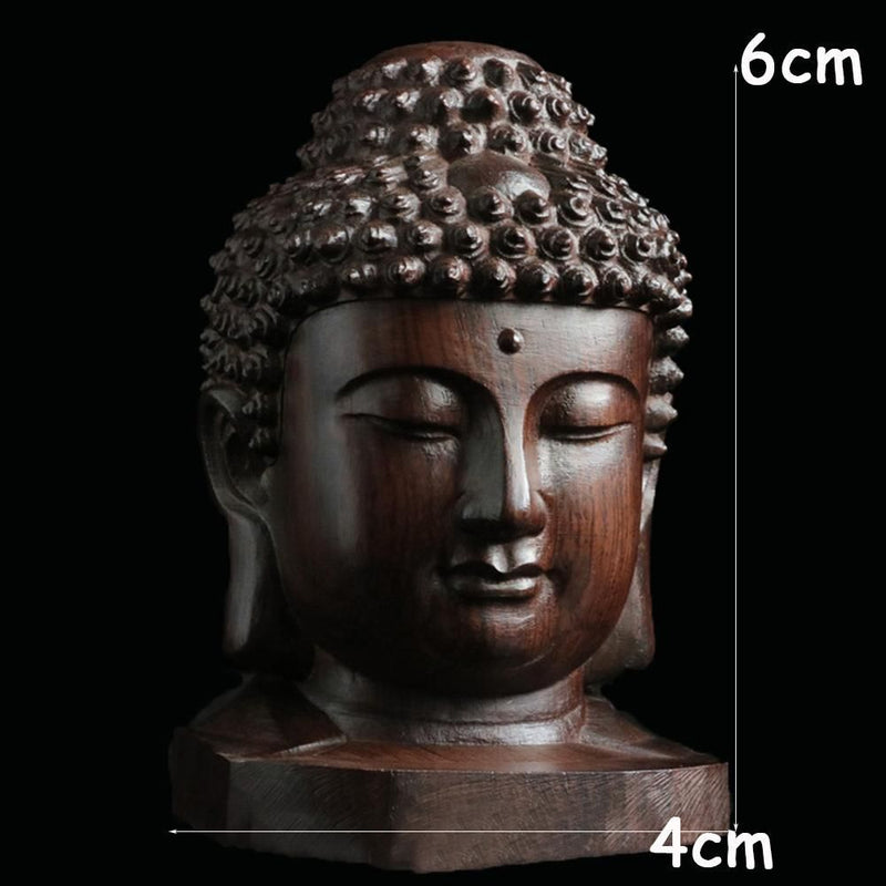 Decoration Sakyamuni Head Redwood Crafts Buddha Statue Tathagata Sculpture