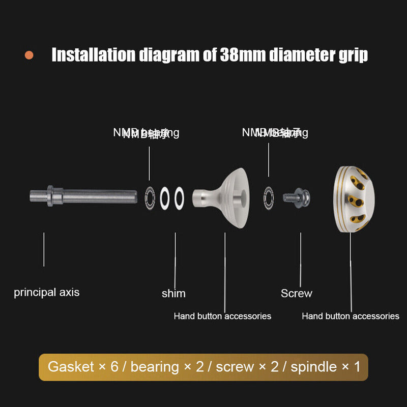 Metal Fishing Reel DIY Modified Grip Pill Spinning Wheel Handle Knob (38mm)