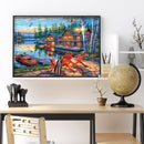 Full Embroidery DIY Canvas Stamped 11CT Art Cross Stitch Seaside House Kit
