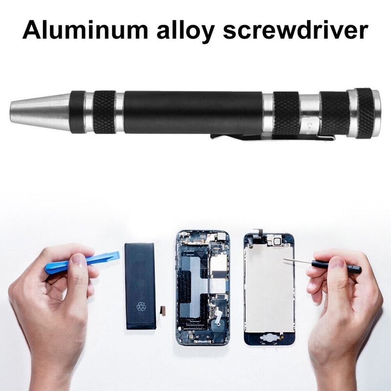 8 in 1 Multiuse Precision Pen Screwdriver Hand Repair Tools Kit (Black) Newly