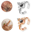 Rhinestone Wedding Couple Rings 100 Languages Projection Ring I Love You