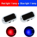 Solar USB Powered Car LED Alarm Light Anti-Theft Warning Flash Lamp (Blue)