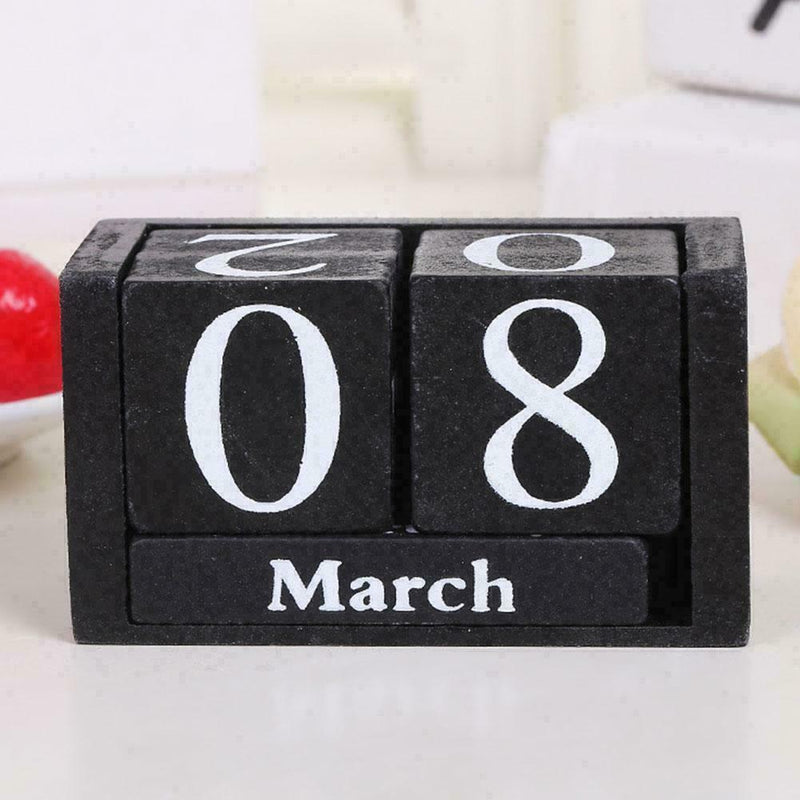 Wooden Perpetual Calendar Block Planner Permanent Desktop Home T7T8 Decor` Y1G2
