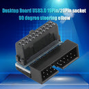 2pcs Motherboard USB3.0 19Pin/20Pin Socket Male to Female 90 Degree Extender