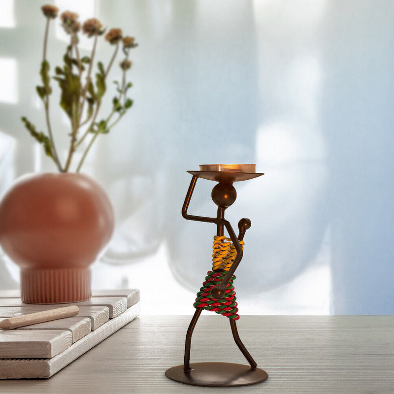 Creative Retro Metal Candle Holder Home Romantic Candlestick Ornaments (A) Newly