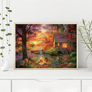 5D DIY Diamond Painting Kits Dusk Bonfire Full Round Drill Wall Decor Art C