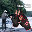 3-Finger Cut Unisex Arrow Fishing Glove Non-Slip Angling Gloves (Black Red)