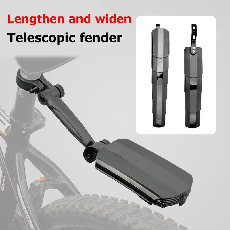 2pcs Mountain Road Bike Mudguard Wings Telescopic Front Rear Fenders Black