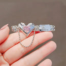 Chain Tassel Design Simple No Bend Hair Clip Metal Sweet Cool Pink Love Heart