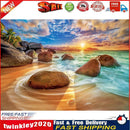 5D Diamond Painting DIY Sunrise beach Full Drill Round Rhinestone Newly