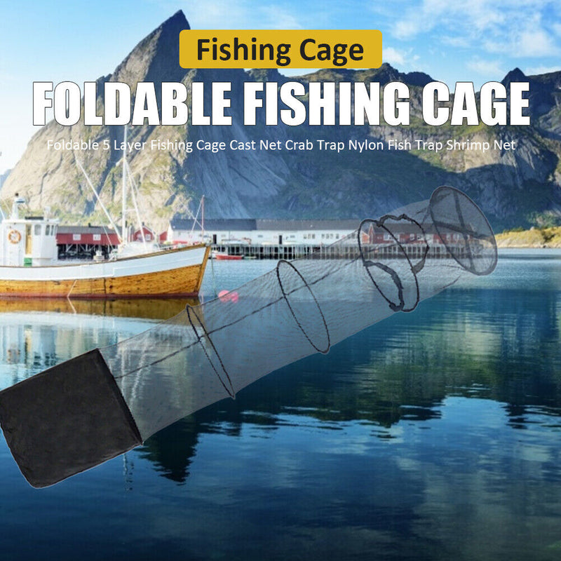 Foldable Fishing Cast Net Crab Trap Cages 5 Layer Trap Shrimp Net Fishing Tackle