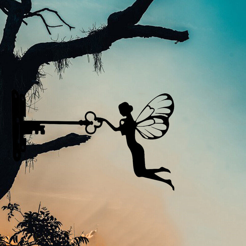 Window Art Whimsical Metal Garden Fairy Silhouette Ornament Pendant Home Deco