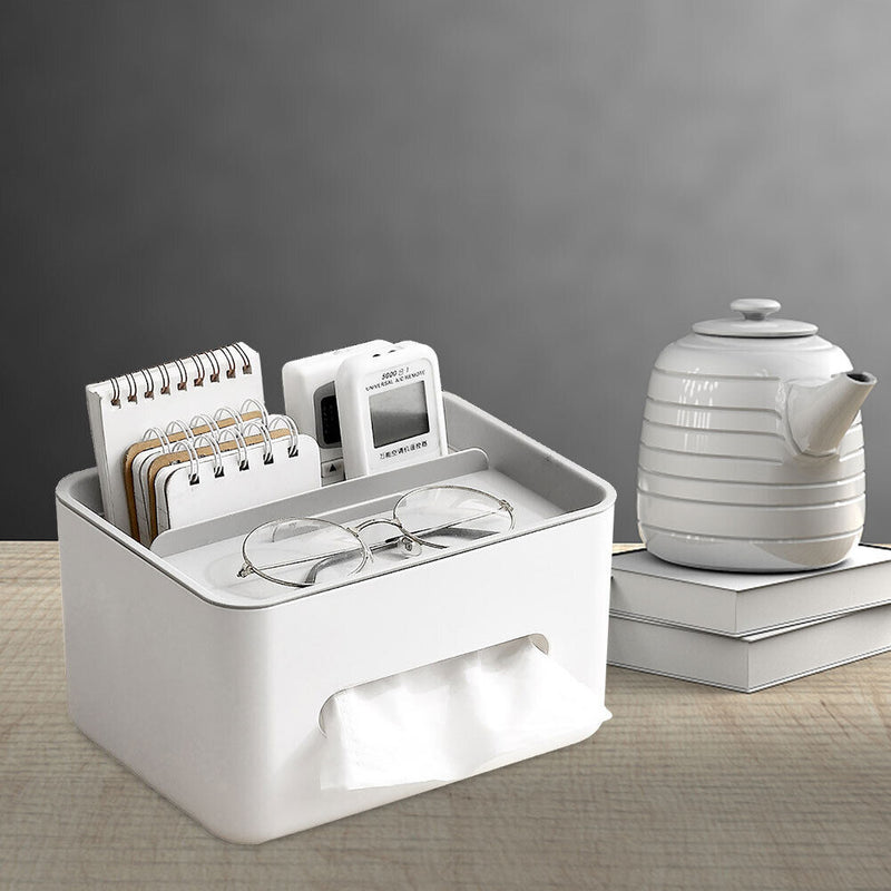 Tissue Box Remote Control Napkin Sundries Case Holder Living Room Desk Organizer