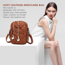 Retro Women PU Solid Tote Casual Messenger Bag Lattice Multi-pocket Zipper Purse
