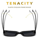 Rectangle Sunglasses for Women UV Protection Travel Beach Eyewear (Black)