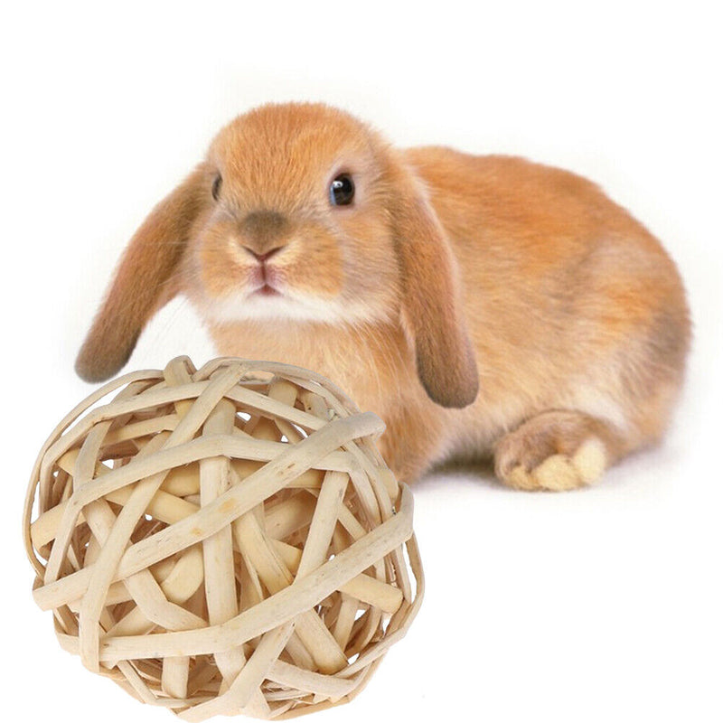 Small Animal Chew Grass Ball Pet Hamster Molar Tooth Clean Balls (Rattan)
