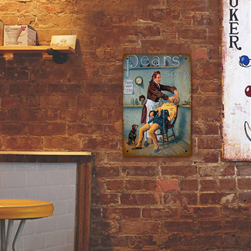 20x30cm Barber Shop Print Rectangular Metal Retro Tin Drawing Flat Style