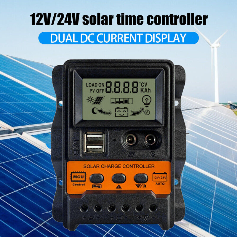 Dual USB LCD Solar Charge Controller 12V 24V Solar Panel Regulator (20A) Newly