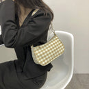 Fashion Women Oxford Cloth Plaid Print Underarm Bag Chain Handbags (Yellow)